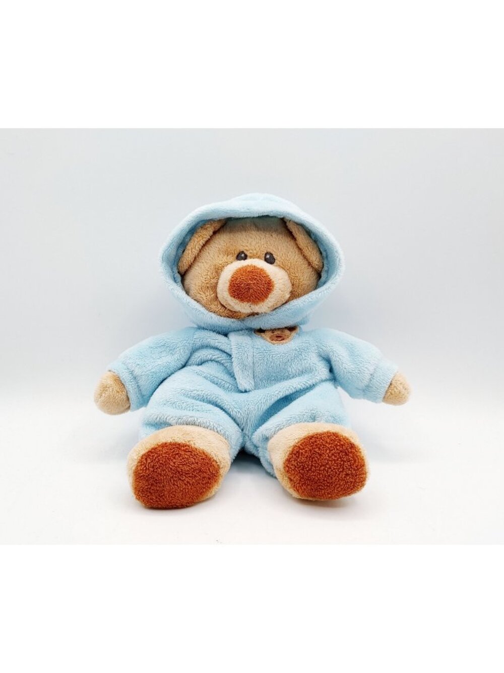 TY Pluffies Teddy Bear in Blue Sleeper Baby Lovey Tylux Stuffed Animal Plush 10"